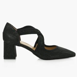 Browns Couture Delphina Black Sparkle Block Heel Shoe